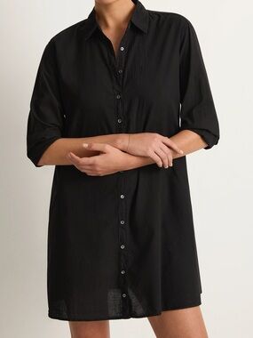 intro. Black lightweight shirt dress. Perfect as a coverup.